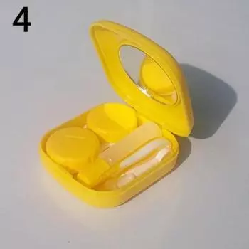 Портативный дорожный зеркальный набор для контактных линз, карманный держатель для переноски, мини, для мужчин и женщин, ручная работа темно-желтого