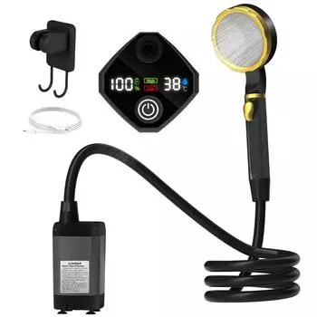 Портативный душевой насос для кемпинга, набор для душа на открытом воздухе, походный душ с полноэкранным интеллектуальным цифровым управлением 6000mah синий