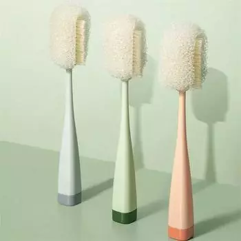 Портативный ершик для мытья бутылок, инструменты для чистки чайных чашек, щетка для мытья бокалов, очиститель для бутылок с длинной ручкой, волшебная губка для мытья посуды зелёный