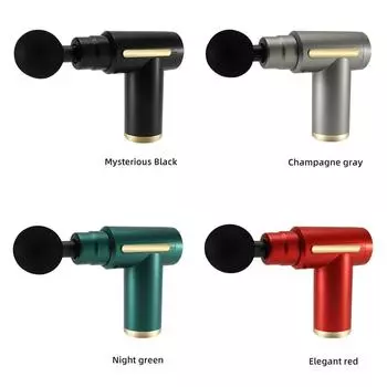 Портативный фасциальный массажный пистолет, электрический ударный пистолет, массажер для релаксации тела со светодиодным сенсорным экраном, 4 сменные массажные головки зелёный