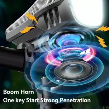 Портативный фонарик USB перезаряжаемый фонарь с дисплеем батареи водонепроницаемый велосипедный фонарь 6 режимов освещения с дизайном динамика белый