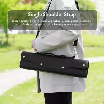 Портативный футляр для флейты с 16/17 отверстиями, округлый чехол для рюкзака, водонепроницаемая искусственная кожа, нетканый материал чёрный