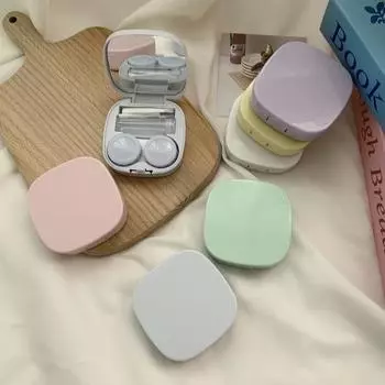 Портативный футляр для контактных линз с пинцетом, набор зеркал для красоты, контейнер для хранения зрачков, коробка для ухода за глазами жёлтый