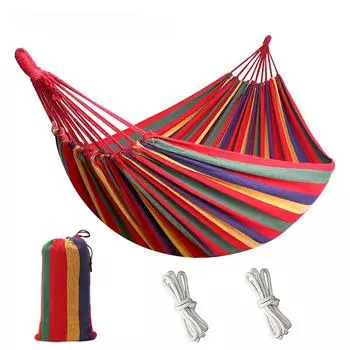 Портативный гамак для кемпинга на открытом воздухе, 1-2 человека, подвесная кровать, сверхлегкий туристический спальный гамак, холст, материал красный