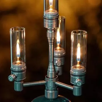 Портативный газовый фонарь для кемпинга, свеча, фонарь для палатки, похода, пикника, рыбалки серебряный