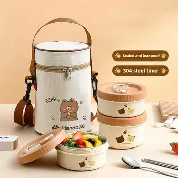 Портативный герметичный изолированный ланч-бокс из нержавеющей стали 304, контейнер для еды Bento, штабелируемый, пригодный для микроволновки, изолированный пищевой контейнер