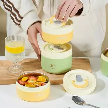 Портативный герметичный термоконтейнер для обеда для детей, складной, для микроволновой печи, из нержавеющей стали 304, изолированный пищевой контейнер