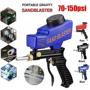 Портативный гравитационный пескоструйный пистолет, пневматический пескоструйный набор, устройство для очистки от ржавчины, регулируемый пескоструйный аппарат, пистолет-распылитель чёрный