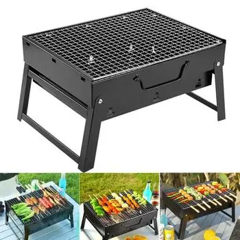 Портативный гриль-барбекю из нержавеющей стали, простой в использовании, съемная решетка, складной угольный гриль для улицы