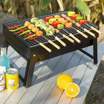 Портативный гриль для барбекю из нержавеющей стали, простой в использовании, съемная решетка, складной угольный гриль для пикника на открытом воздухе, сада, кемпинга S