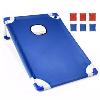 Портативный игровой набор Cornhole с 1 игровой доской Cornhole и 6 играми с метанием мешочков с фасолью для детей и взрослых, для семей, для игры на открытом воздухе, во дворе и на пляже красный