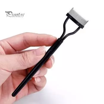 Портативный изогнутый гребень для ресниц, эргономичный, со стальными зубцами, разделитель ресниц, женский, для девочек, дорожный аппликатор для туши для ресниц циан