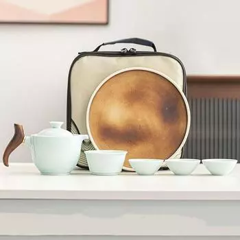 Портативный керамический стеклянный китайский чайный сервиз кунг-фу, дорожный чайный сервиз, чайная утварь, заварочный чайник, чайная чашка, заварочный чайник, заварочный чайник