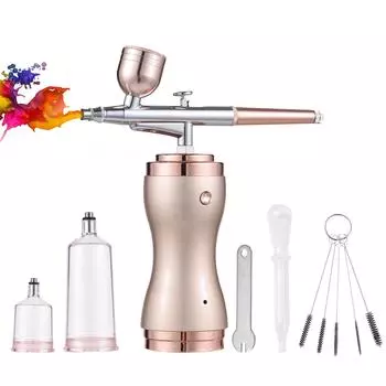 Портативный комплект аэрографа с компрессором Ручная беспроводная аэрограф-ручка двойного действия, 3 уровня шампанского