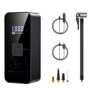 Портативный компрессор для накачивания шин 150 фунтов на кв. дюйм 38 л/мин и в 2 раза быстрее беспроводной, легкое автоматическое отключение для автомобиля, велосипеда, мотоцикла, мяча One Size