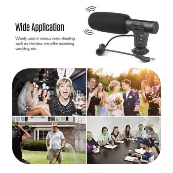 Портативный конденсаторный стереомикрофон SHOOT XT-451 с разъемом 3,5 мм и креплением на горячий башмак для Canon Sony чёрный