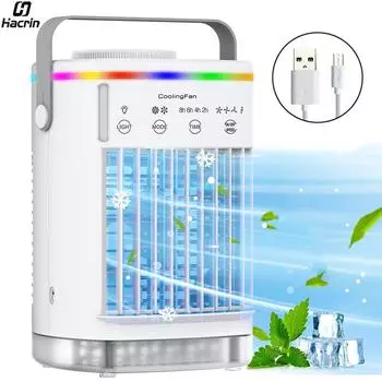 Портативный кондиционер Мини-охладитель воздуха Охлаждающий вентилятор Кондиционер Вентилятор для комнаты USB Портативный кондиционер Увлажнитель Вентилятор
