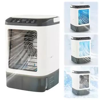 Портативный кондиционер с распылителем и ящиком для льда, испарительный охладитель воздуха с цветной подсветкой, небольшой вентилятор для домашнего офиса