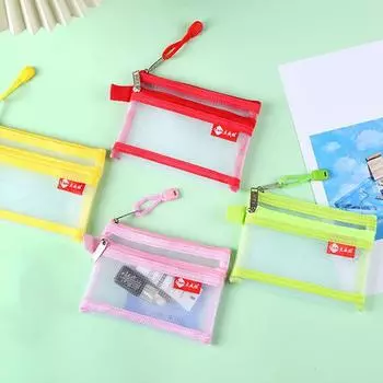 Портативный кошелек, двухслойный кошелек, 1 шт., сумка для монет, сумка для хранения, сетчатая сумка для наушников для кредитных карт розовый