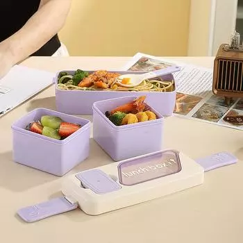 Портативный ланч-бокс Bento Box, герметичный двухслойный изолированный ланч-бокс для микроволновки, посуда для хранения еды, домашняя кухня на открытом воздухе фиолетовый