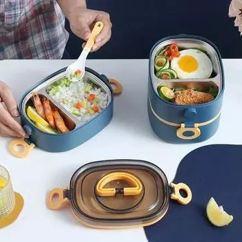 Портативный ланч-бокс из нержавеющей стали 304, трехслойный детский студенческий ланч-бокс, герметичный контейнер для еды в микроволновой печи для школы и улицы 3