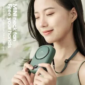 Портативный ленивый подвесной вентилятор на шею, мини-вентиляторы охлаждения, безлопастный USB перезаряжаемый спортивный охлаждающий вентилятор для занятий спортом на открытом воздухе, путешествий зелёный