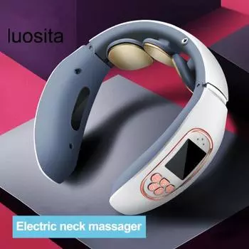 Портативный массажер для шеи с 15 уровнями интенсивности, 4 режимами массажа, сверхлегкий беспроводной массажер для шеи белый