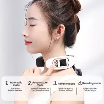 Портативный массажер для шеи с 15 уровнями интенсивности, 4 режимами массажа Сверхлегкий беспроводной массажер для шеи