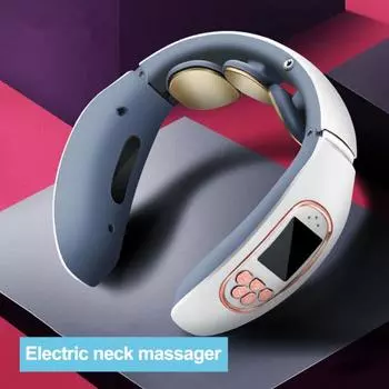 Портативный массажер для шеи с 15 уровнями интенсивности, 4 режимами массажа Сверхлегкий беспроводной массажер для шеи белый