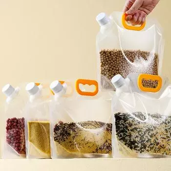 Портативный мешок для хранения зерна, защищенный от насекомых, дозатор риса, многоразовый мешок для хранения свежести, прозрачный контейнер для бобов, кухонный органайзер 1pcs