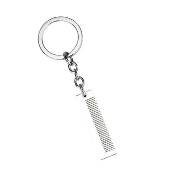 Портативный металлический брелок-подвеска с карманной расческой и кольцом для ключей, инструмент для парикмахеров, шарм, держатель для ключей, модный подарок для девушек 4