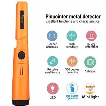 Портативный металлоискатель TC-110 с указкой Pinpoint GP-pointer, ручной металлоискатель, позиционирующий стержневой детектор, водонепроницаемый по IP68 красный