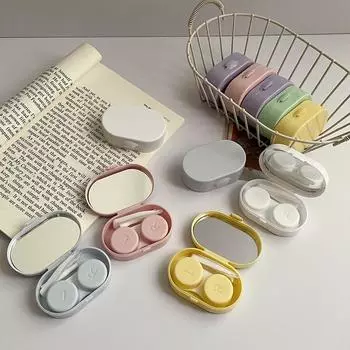 Портативный мини-бокс для контактных линз с зеркалом, пластиковый футляр для контактных линз, коробка для цветных линз Macaron, подарочный футляр для путешествий и дома фиолетовый