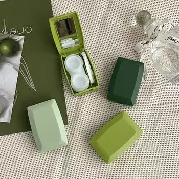 Портативный мини-бокс для контактных линз с зеркалом, пластиковый футляр для контактных линз, зеленый футляр для ухода за линзами, дорожный подарочный ящик для дома и отдыха A