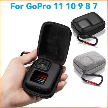 Портативный мини-футляр-сумка для спортивной камеры, водонепроницаемый чехол для Gopro Hero 13 12 11 10 9 8 7 6 5 4 для аксессуаров Go Pro чёрный