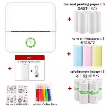 Портативный мини-принтер, беспроводной термопринтер, карманный принтер, самоклеящаяся бумага для самодельных наклеек для дневника, быстрая и удобная печать