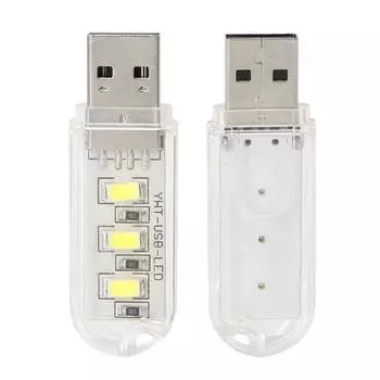 Портативный мини светодиодный ночник для кемпинга, USB-питание, 3 светодиодных чипа, лампа белый