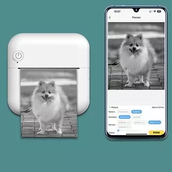 Портативный мини-термопринтер 57 мм, беспроводной Bluetooth-принтер для наклеек, печать фотоэтикеток и заметок для домашнего офиса.