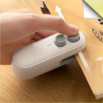 Портативный мини-упаковщик 2 в 1, термоупаковщик для закусок, домашний перезаряжаемый упаковщик, вакуумный упаковщик, термоупаковщик для закусок из пластиковых пакетов белый