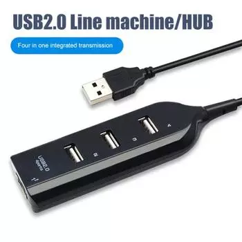 Портативный мини-USB 2.0 4-портовый адаптер-разветвитель-концентратор для ноутбука Macbook чёрный