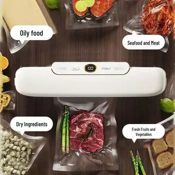 Портативный мини-вакуумный упаковщик продуктов питания и машина для сохранения свежести Minhuang T01, 5 large bags + 5 small bags белый