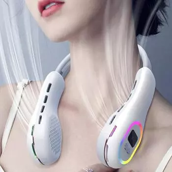 Портативный мини-вентилятор на шею, турбо, бесшумный, регулируемая скорость ветра, долговечный, мягкий клей, перезаряжаемый, спортивный, охлаждающий кондиционер белый