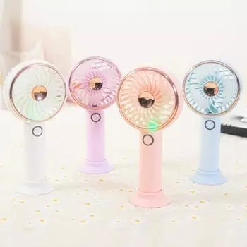 Портативный мини-вентилятор с 3 скоростями, регулируемый цветной светодиодный светильник, перезаряжаемый бесшумный ручной настольный охлаждающий вентилятор, летние товары для дома и отдыха на открытом воздухе, товары для путешествий белый