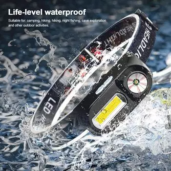 Портативный мини XPE+COB светодиодный налобный фонарь USB перезаряжаемый кемпинговый налобный фонарь уличный водонепроницаемый рыболовный налобный фонарь фонарик