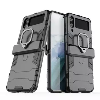 Портативный модный складной чехол-держатель для колец для Samsung Galaxy Z Flip4 5g Flip 4 Zflip4 с защитой от падения для Samsung Z Flip4 for Samsung Z Flip 4 красный