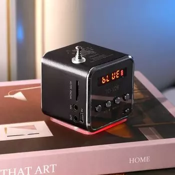 Портативный MP3-плеер FM-радио 3,5 мм проводной/беспроводной Bluetooth мини-динамик поддержка TF-карты U-диск динамик для DVD-ноутбука телефона золотистый