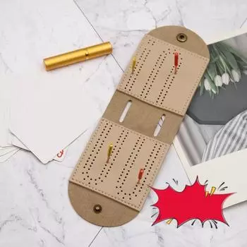 Портативный набор для игры в криббидж, набор для настольных игр из искусственной кожи для путешествий, с 4 металлическими колышками для игры в криббидж и отсеком для хранения для любителей игры в криббидж жёлтый