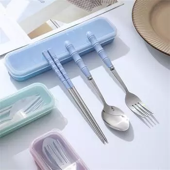 Портативный набор столовых приборов из нержавеющей стали, ящик для хранения палочек для еды, дорожная вилка, ложка, палочки для еды, органайзер для посуды