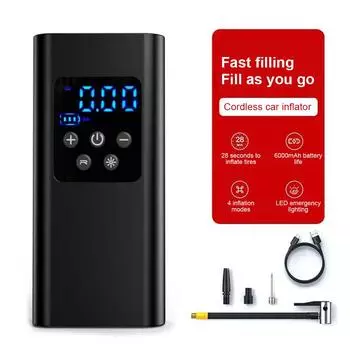 Портативный насос для накачивания шин с ЖК-цифровым дисплеем, надувной насос для автомобильных шин, электрический воздушный компрессор для мотоцикла, велосипеда, лодки, автомобиля, шин