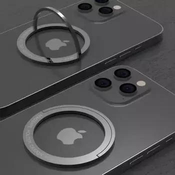 Портативный настольный металлический круглый держатель для телефона, складной держатель-кольцо, вращающийся автомобильный кронштейн, подставка для iPhone 14, Xiaomi, Huawei, Samsung чёрный